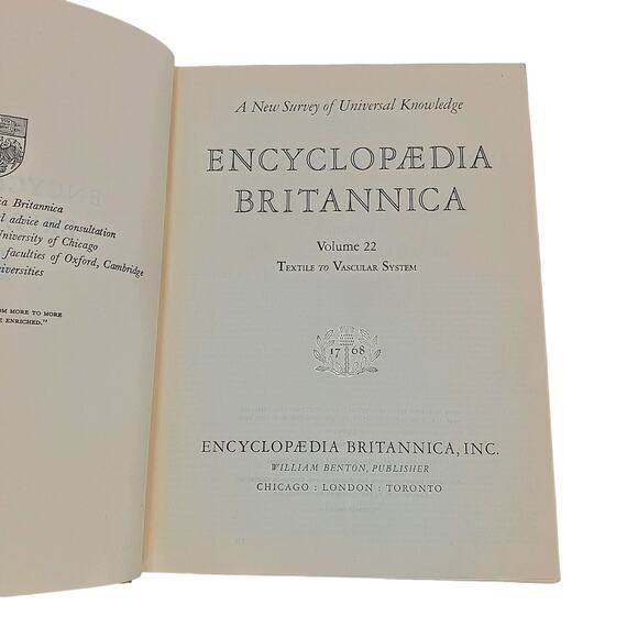 1959 Edition Encyclopedia Britannica Vtg HC Volume 22 TEXTILE to VASC Education - Picture 6 of 15